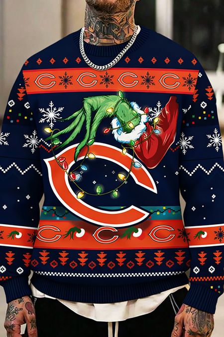 Ugly Christmas Sweater Chicago-Bears, Grinch