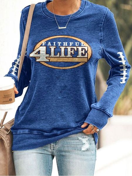 Women's Football Printed Crew Neck Sweatshirt