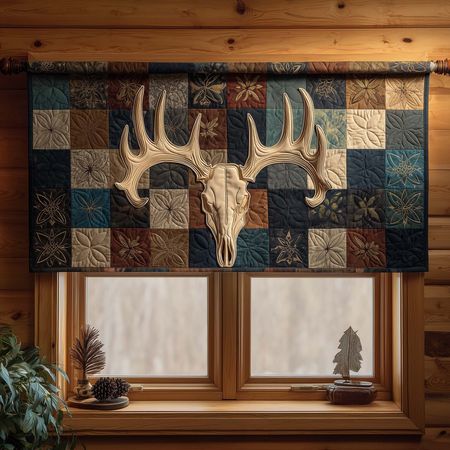 Rustic Antlers Quilted Valance GFTOQM2121