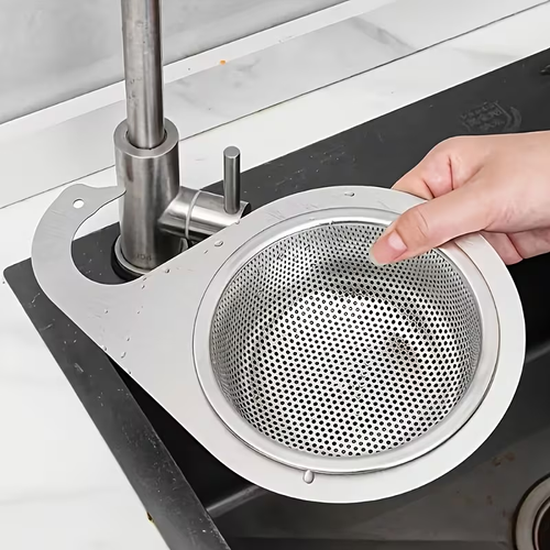 1pc Hanging Stainless Steel Sink Strainer Basket