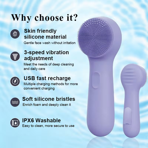 Portable Electric Silicone Facial Cleansing Brush for Men & Women