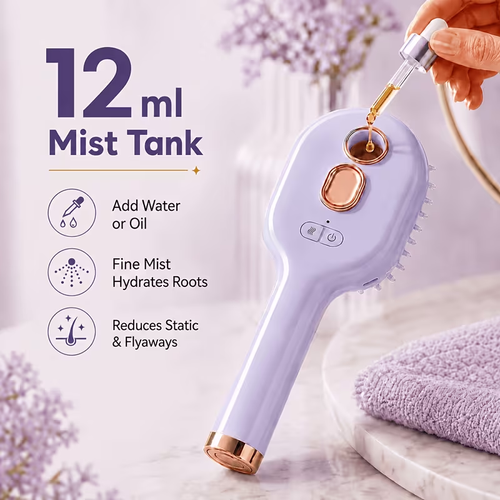 Portable Electric Scalp Massager Comb with Nano Mist Spray