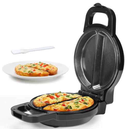 Double Omelette Maker with Dual Non-Stick Plates - Flip-Flip Design for Dual-Sided