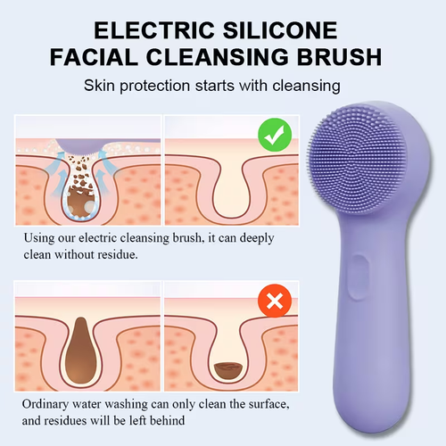 Portable Electric Silicone Facial Cleansing Brush for Men & Women