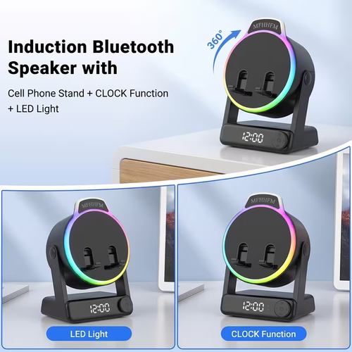 5-In-1 Wireless Induction Speaker with Phone Stand
