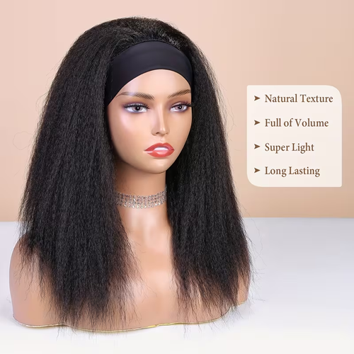 18-Inch Kinky Straight Headband Wig for Women