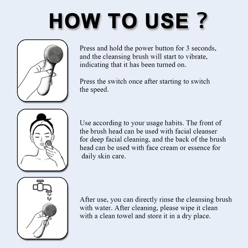 Portable Electric Silicone Facial Cleansing Brush for Men & Women