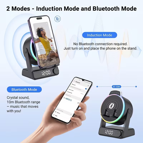 5-In-1 Wireless Induction Speaker with Phone Stand