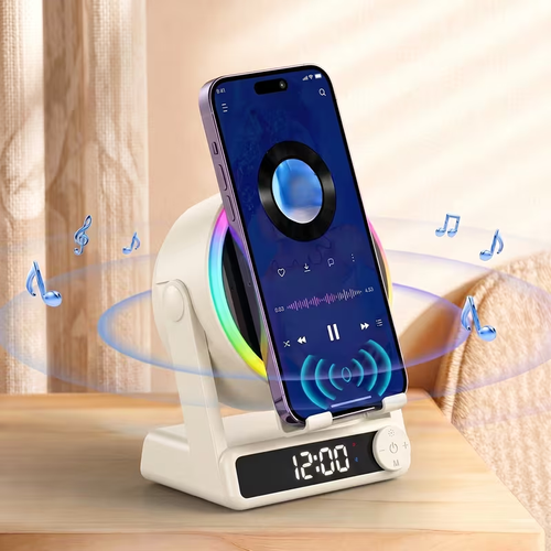 5-In-1 Wireless Induction Speaker with Phone Stand