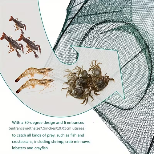 1pc, 6-Hole Foldable Polygonal Fishing Cage