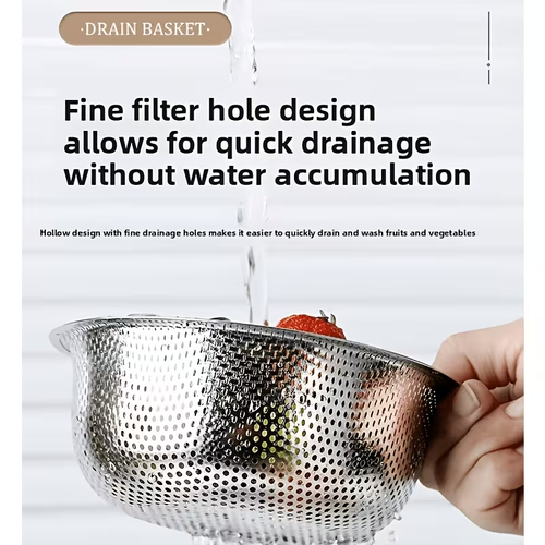 1pc Hanging Stainless Steel Sink Strainer Basket