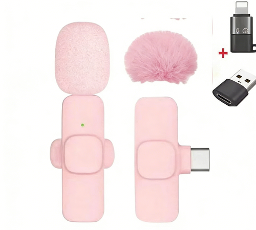 Pink wireless clip-on microphone