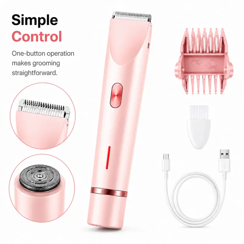 Women's Rechargeable 2-in-1 Dual-Head Electric Trimmer - Rechargeable Shaver Machine, Body Shaver, Bikini Trimmer, Facial & Underarm Hair Remover, Self Care Gadget for Abs, Mother's Day Gift