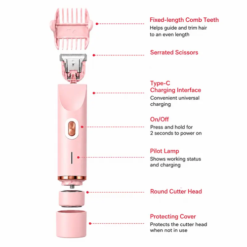 Women's Rechargeable 2-in-1 Dual-Head Electric Trimmer - Rechargeable Shaver Machine, Body Shaver, Bikini Trimmer, Facial & Underarm Hair Remover, Self Care Gadget for Abs, Mother's Day Gift