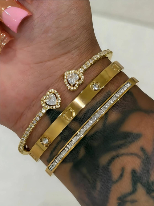Heart Zircon 3Pcs Bracelet Set | Independent Store Product Copy