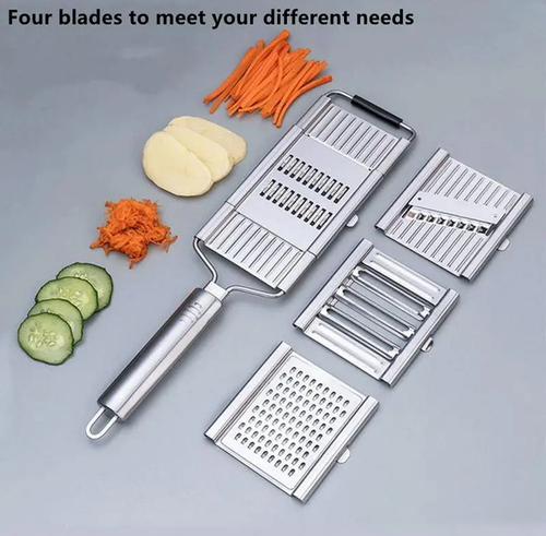 JASISS Stainless Steel 4 in 1 Multi Purpose Kitchen Vegetable Slicer Veggie Chopper Grater Set  4 Adjustable Blades, Kitchen Utensils & Gadgets, Christmas New Year Gift