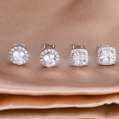 2 pair Earring Plated Set for Men and Women. Features VVS - cut round and square gemstone earrings. These delicate, elegant and stylish accessories are for pierced ears.TikTokShopBlackFriday