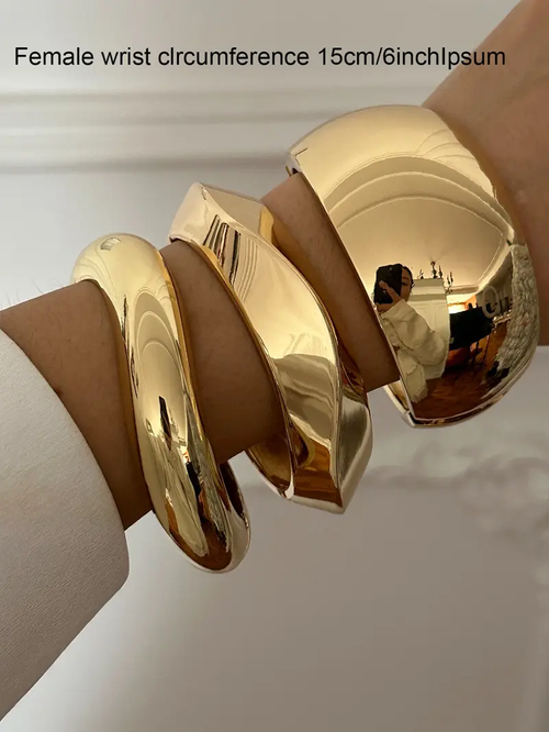 Women's Elegant Irregular Geometric Design Bangle Bracelet, Fashion Jewelry for Party, Daily Clothing Decor, Trendy All-match & Exquisite Jewelry for Birthday Gift, Stacked Design Bracelets, Bracelet Sets, Bangles Bracelets Set, Fashionable Jewelry