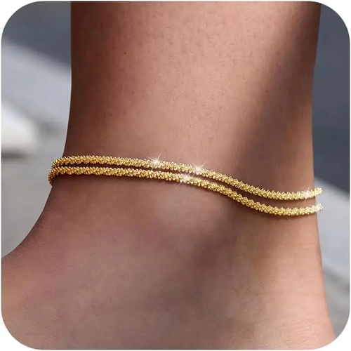 TEWIKY Dainty Layered Waterproof Anklet For Women Adjustable Womens Anklet Set Stackable Figaro Beaded Cuban Link Anklets Daily Clothing Decor For Beach Summer Trendy All-match & Exquisite Jewelry Back To School