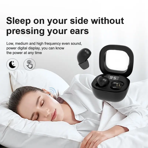 MSHUKCOE SK19 2024 New Ultra Small Invisible Wireless In-Ear Earbuds, 0.08 oz Lightweight Silicone, Noise Cancelling, 25 Hour Battery Life, for Side Sleepers, Cellphones Compatible, Gift Option, Privacy Focused