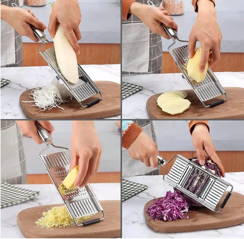 JASISS Stainless Steel 4 in 1 Multi Purpose Kitchen Vegetable Slicer Veggie Chopper Grater Set  4 Adjustable Blades, Kitchen Utensils & Gadgets, Christmas New Year Gift