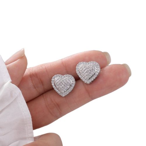 Elegant Heart Shaped Stud Earrings, Luxury Rhinestone Decor Stud Earrings, Fashion Matching Jewelry Accessories for Women