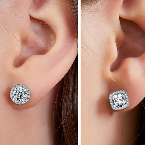 2 pair Earring Plated Set for Men and Women. Features VVS - cut round and square gemstone earrings. These delicate, elegant and stylish accessories are for pierced ears.TikTokShopBlackFriday