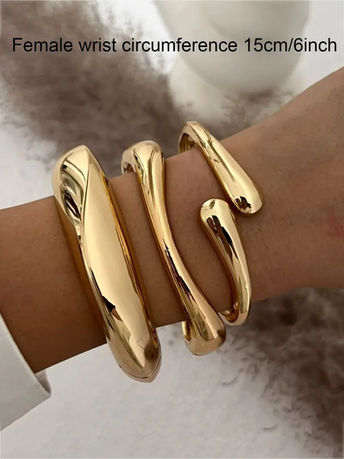 Women's Elegant Irregular Geometric Design Bangle Bracelet, Fashion Jewelry for Party, Daily Clothing Decor, Trendy All-match & Exquisite Jewelry for Birthday Gift, Stacked Design Bracelets, Bracelet Sets, Bangles Bracelets Set, Fashionable Jewelry