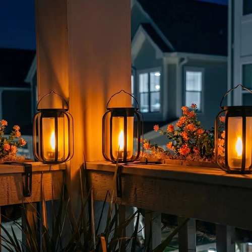 Flame Garden Light Solar Lanterns Outdoor with Ultra Realistic Flame Effect, Dual Charging Solar and USB Powered Hanging Lantern Lights with 4 Lighting Modes, Waterproof Decorative Lights for Patio Porch Garden Yard Table and Outdoor Decor