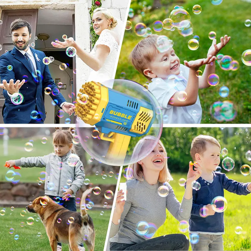 Party Bubble Machine, 2-Pack Bubble Gun Blaster Toys for Kids, Summer Outdoor Toy for Birthday Parties
