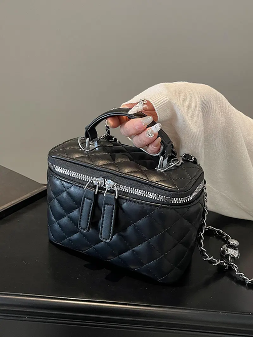 Women's Quilted Chain Crossbody Shoulder Handbag, Casual Fashion Versatile Fashionable Bag for Daily Commuting and Work, Daily Commuter Bag, Fashion Crossbody Bags