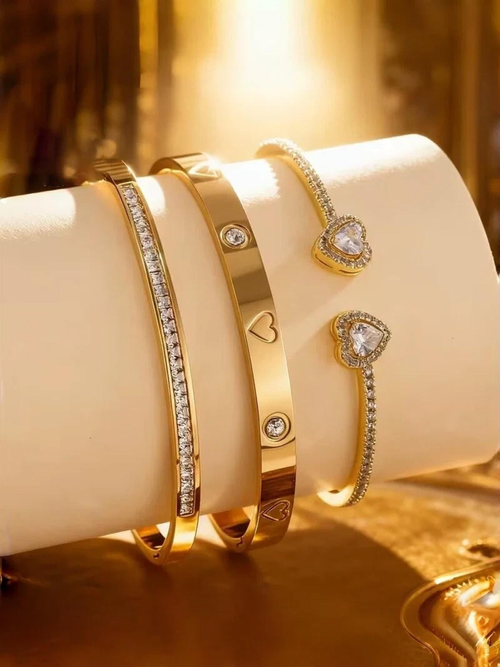 Heart Zircon 3Pcs Bracelet Set | Independent Store Product Copy