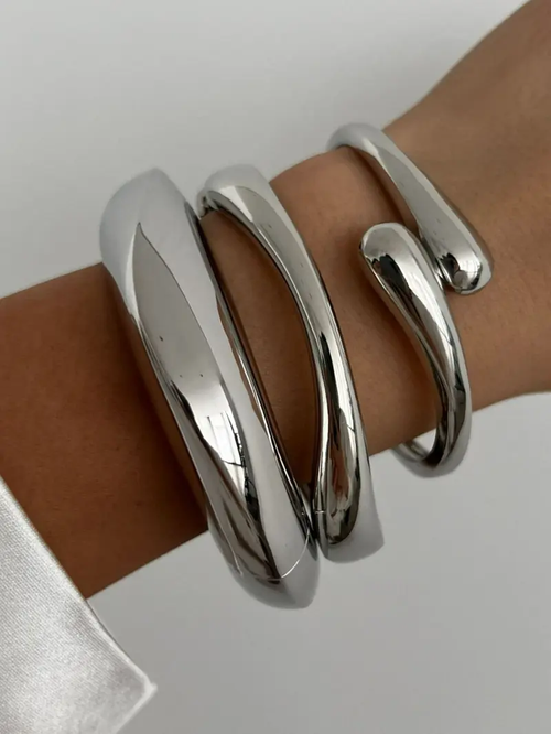 Women's Elegant Irregular Geometric Design Bangle Bracelet, Fashion Jewelry for Party, Daily Clothing Decor, Trendy All-match & Exquisite Jewelry for Birthday Gift, Stacked Design Bracelets, Bracelet Sets, Bangles Bracelets Set, Fashionable Jewelry