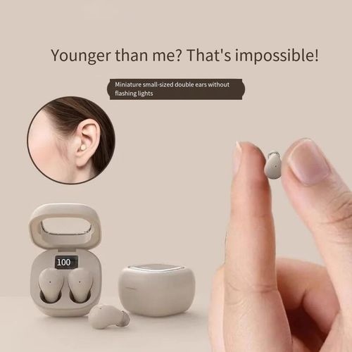 MSHUKCOE SK19 2024 New Ultra Small Invisible Wireless In-Ear Earbuds, 0.08 oz Lightweight Silicone, Noise Cancelling, 25 Hour Battery Life, for Side Sleepers, Cellphones Compatible, Gift Option, Privacy Focused
