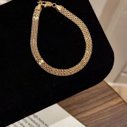 Waterproof Chunky Chain Bracelet for Women -  Gold Plated Trendy Adjustable Chain Bracelet - Lightweight Stainless Steel Jewelry