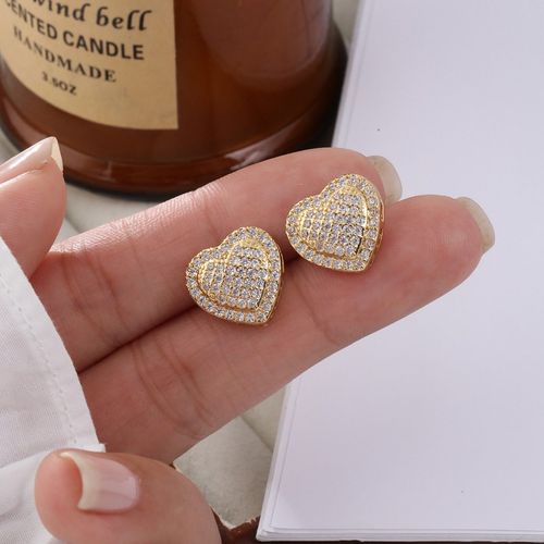 Elegant Heart Shaped Stud Earrings, Luxury Rhinestone Decor Stud Earrings, Fashion Matching Jewelry Accessories for Women