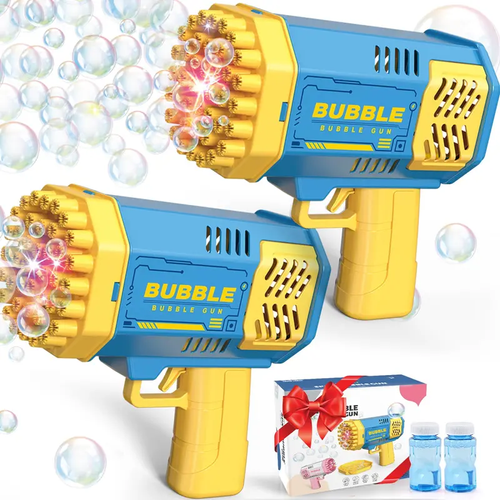 Party Bubble Machine, 2-Pack Bubble Gun Blaster Toys for Kids, Summer Outdoor Toy for Birthday Parties