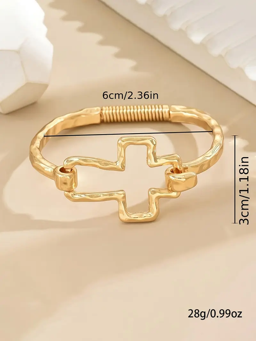 Women's Cute Cross Design Bangle Bracelet, Cross Charm Bangle, Fashion Jewelry for Party, Daily Clothing Decor, Trendy All match Exquisite Jewelry for Birthday Gift, Trendy Bangles, Cross Bracelets, Fashionable Bracelet