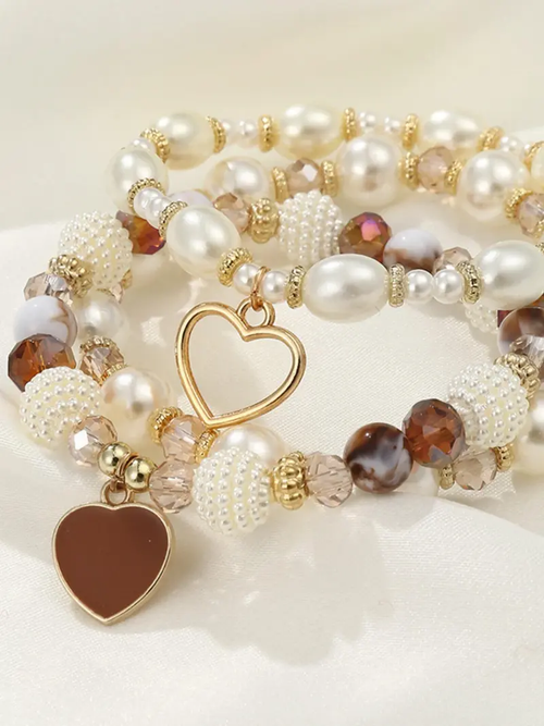 Rhinestone and faux pearl bracelet 5pcs