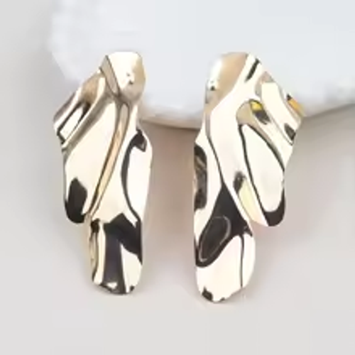 🌟 Gold Oversized Dangle Earrings | Bold Twisted Metal Earrings for Women
