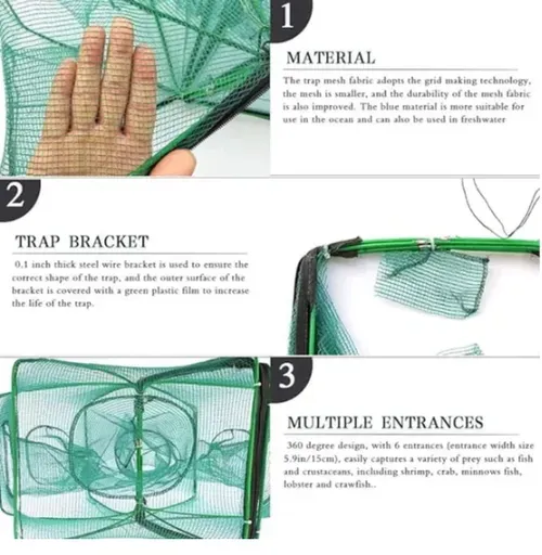 🐟 Reinforced fishing net, automatic folding