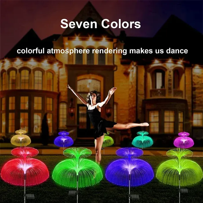 Seven Color Changing Solar Jellyfish Garden Light Outdoor Decoration Christmas Halloween Party Festival Garden Path Street Light