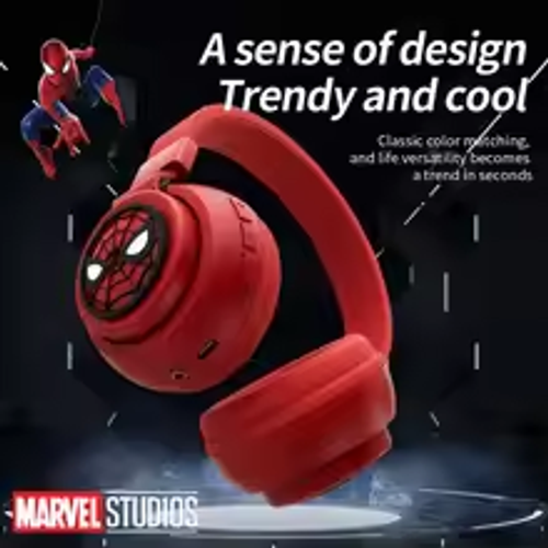 🕷️Marvel Spider-Man  Kids Bluetooth Headphones | Cartoon Wireless Earphones | LED Lights | Safe Volume