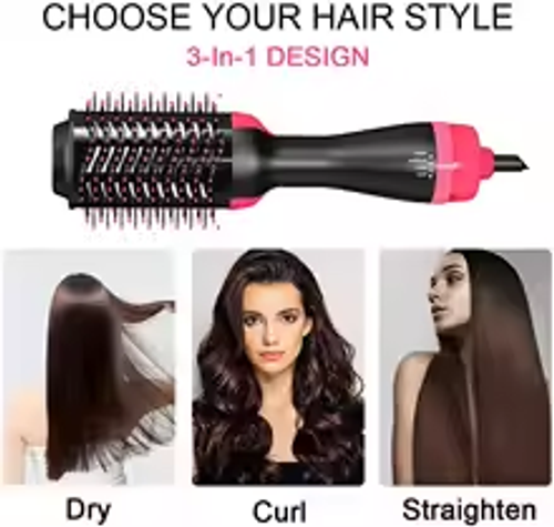 3-in-1 Styler  Ionic Hot Air Brush | Blow Dry + Volumize + Straighten | Anti-Frizz Hair Tool