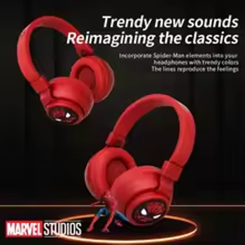 🕷️Marvel Spider-Man  Kids Bluetooth Headphones | Cartoon Wireless Earphones | LED Lights | Safe Volume