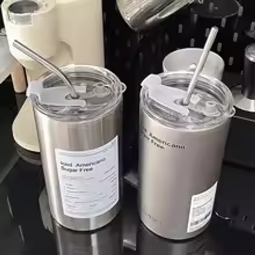 ☕24H Insulated Cup 600ml Stainless Steel Cup | Leak-proof Travel Cup | With Straw and Lid    Silver