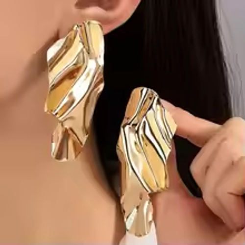 🌟 Gold Oversized Dangle Earrings | Bold Twisted Metal Earrings for Women