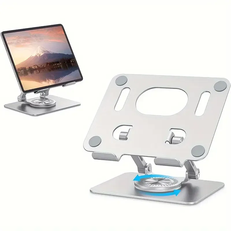 🌟Instant Pro Workstation! 360° Rotating Tablet, Phone Holder - Aviation Aluminum Foldable Design