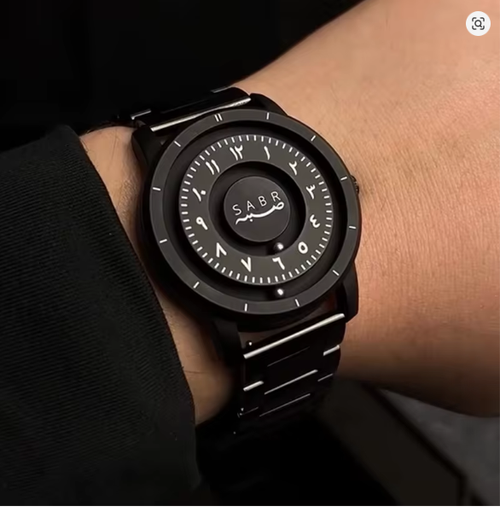 Sabr Arabic numeral men's quartz watch fashion luxury stainless steel creative sliding pointer magnetic watch