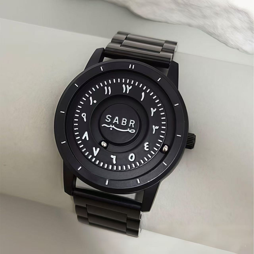 Sabr Arabic numeral men's quartz watch fashion luxury stainless steel creative sliding pointer magnetic watch